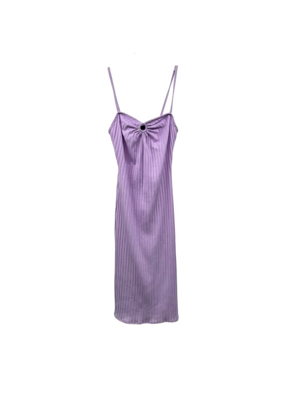 Brit & Bri Womens Midi Sheath Dress Sleeveless Violet Ribbed Side Slit Small